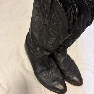 Vintage Larry Mahan Black Leather cowboy Boots